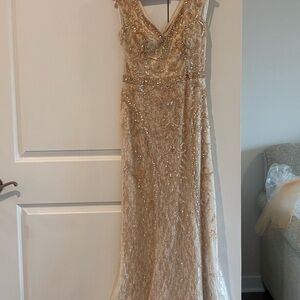 Montage by Mon Cheri Gold Lace Wedding Dress